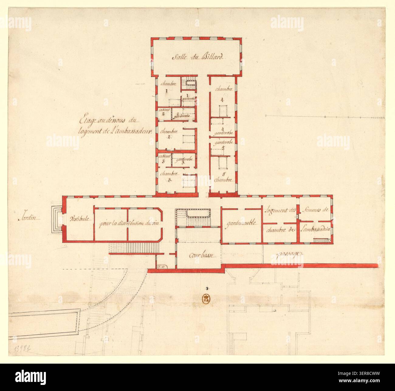 Constantinople french embassy layout plan 18th century hi-res stock ...