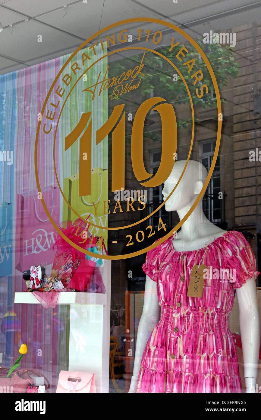 Hancock & Wood's 110-year window display in Warrington,before the family department store announced its 2026 British high street retail closure Stock Photo