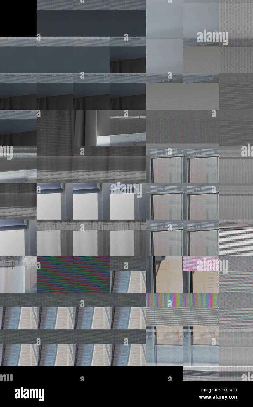 Abstract digital glitch texture with distorted screen pattern and pixel interference background Stock Photo