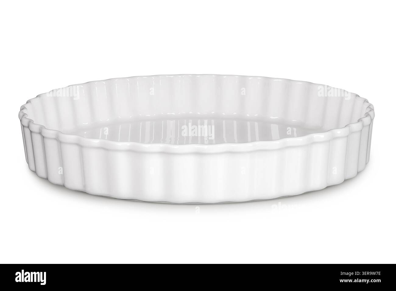 round ceramic baking dish isolated on white background Stock Photo