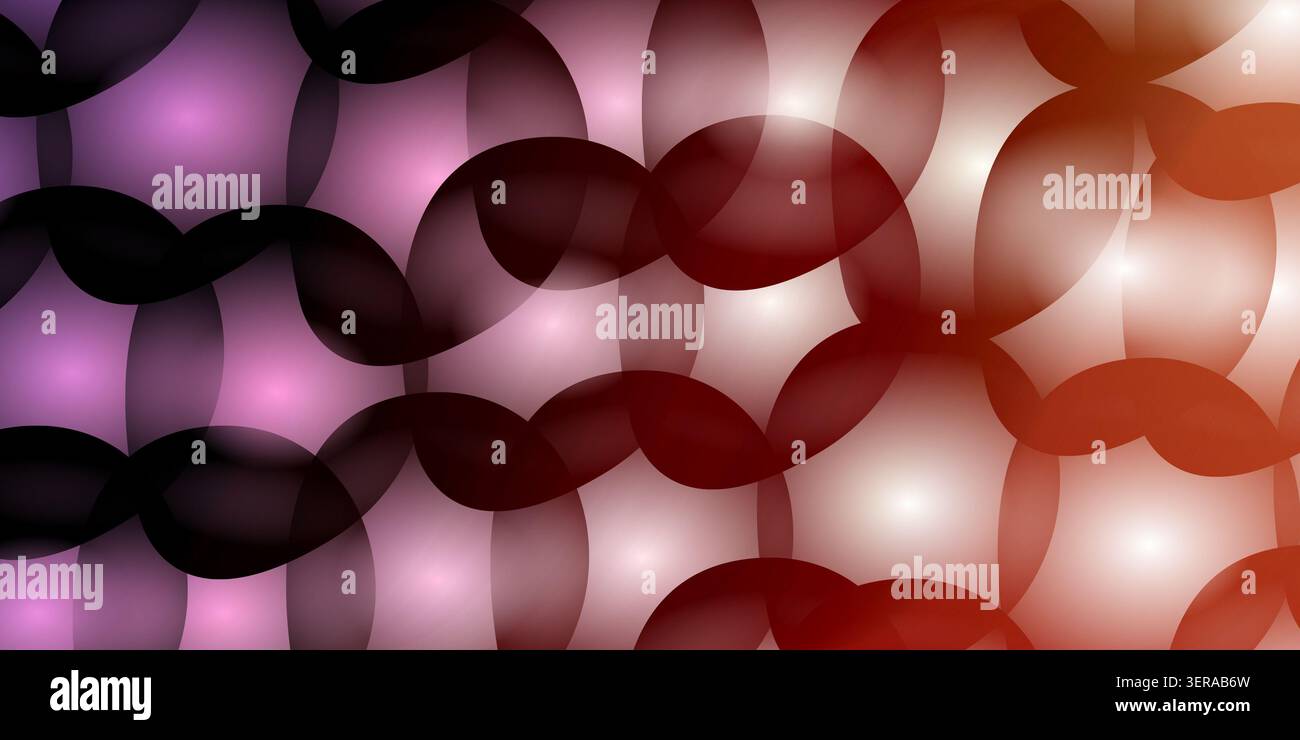 A vibrant abstract background featuring overlapping circular shapes with a gradient transition from purple to orange, illuminated by soft glowing ligh Stock Photo