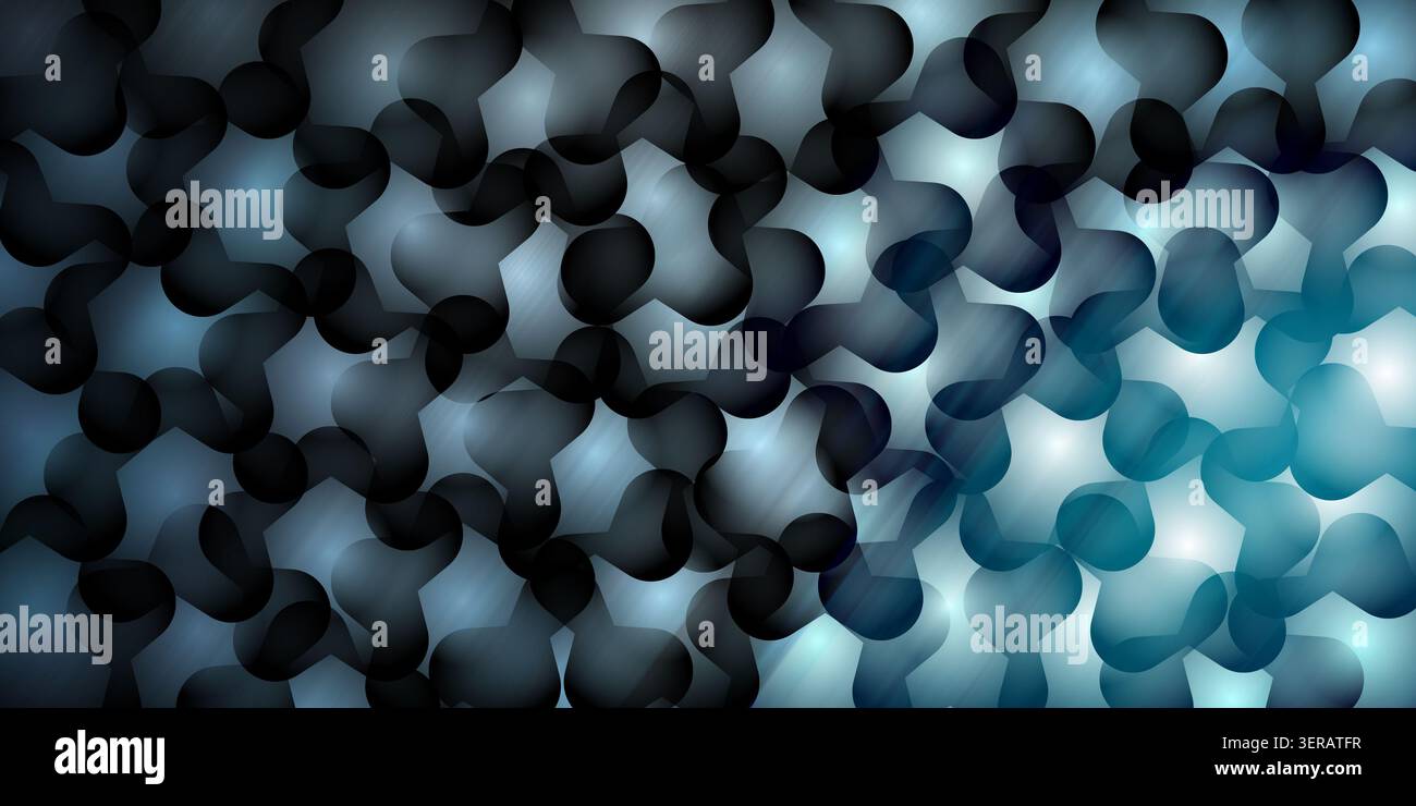 A modern abstract background featuring a repeating pattern of dark, overlapping rounded shapes with a blue gradient light effect. Stock Photo