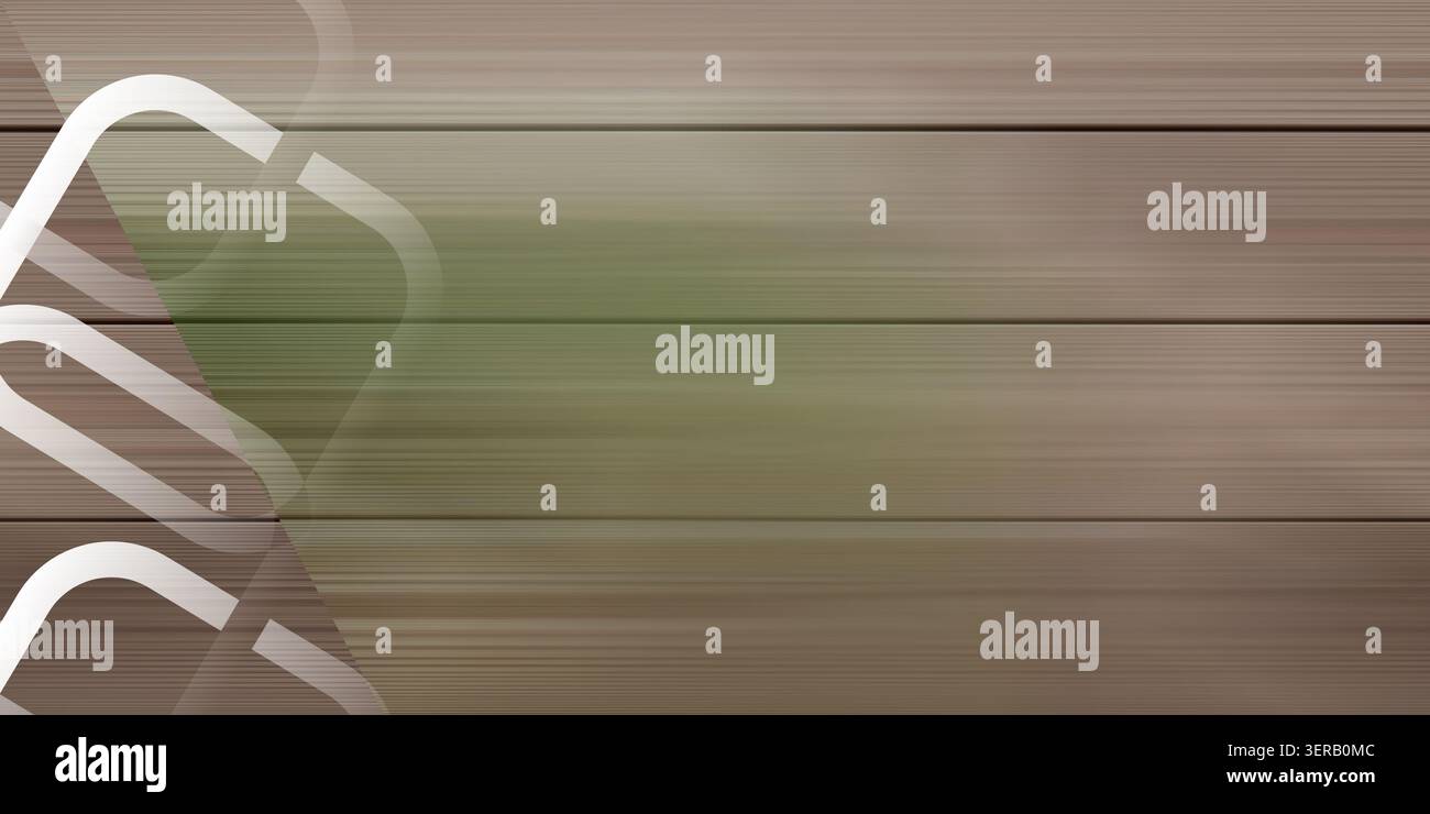 A textured wooden surface background with a soft horizontal blur effect, featuring translucent white rounded square frames layered on the left side. Stock Photo
