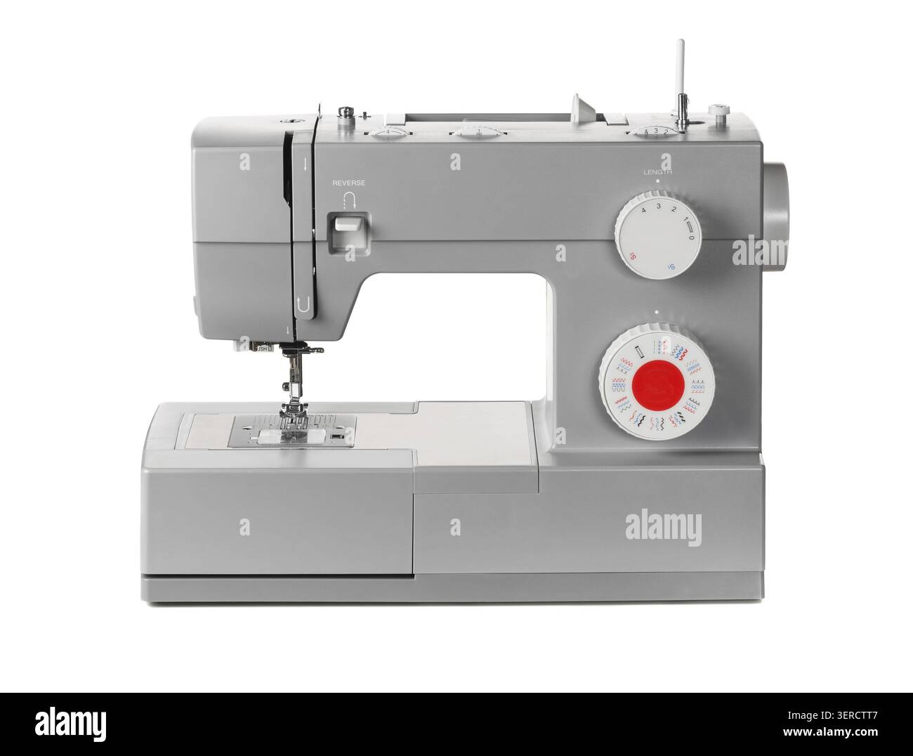 Modern electric sewing machine isolated on white background Stock Photo