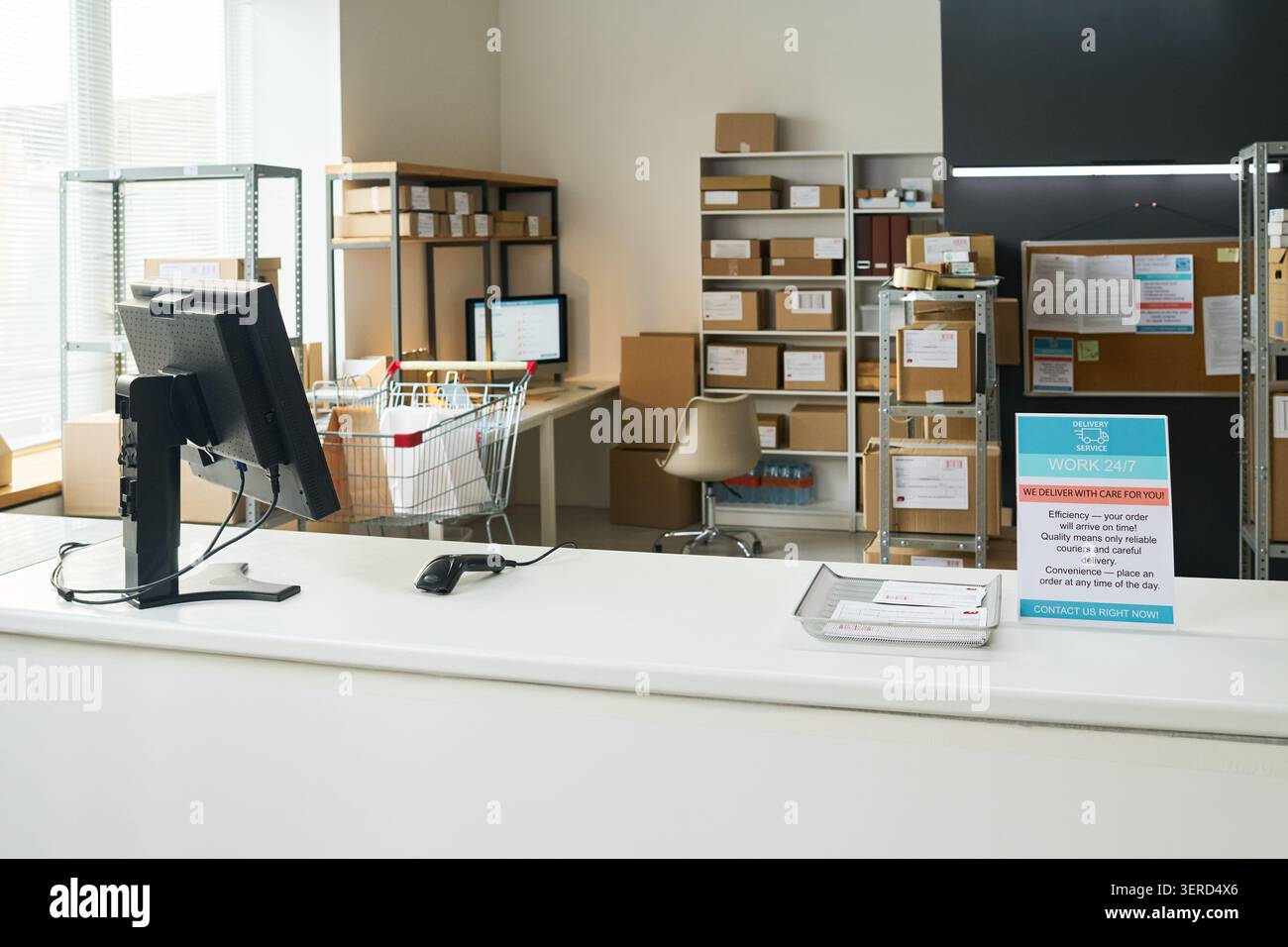 Order Pickup Workspace Supporting Food Delivery Operations Stock Photo