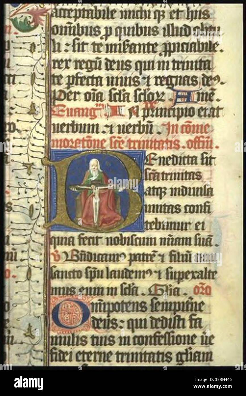 The engraving presents God the Father presenting the crucified Christ ...