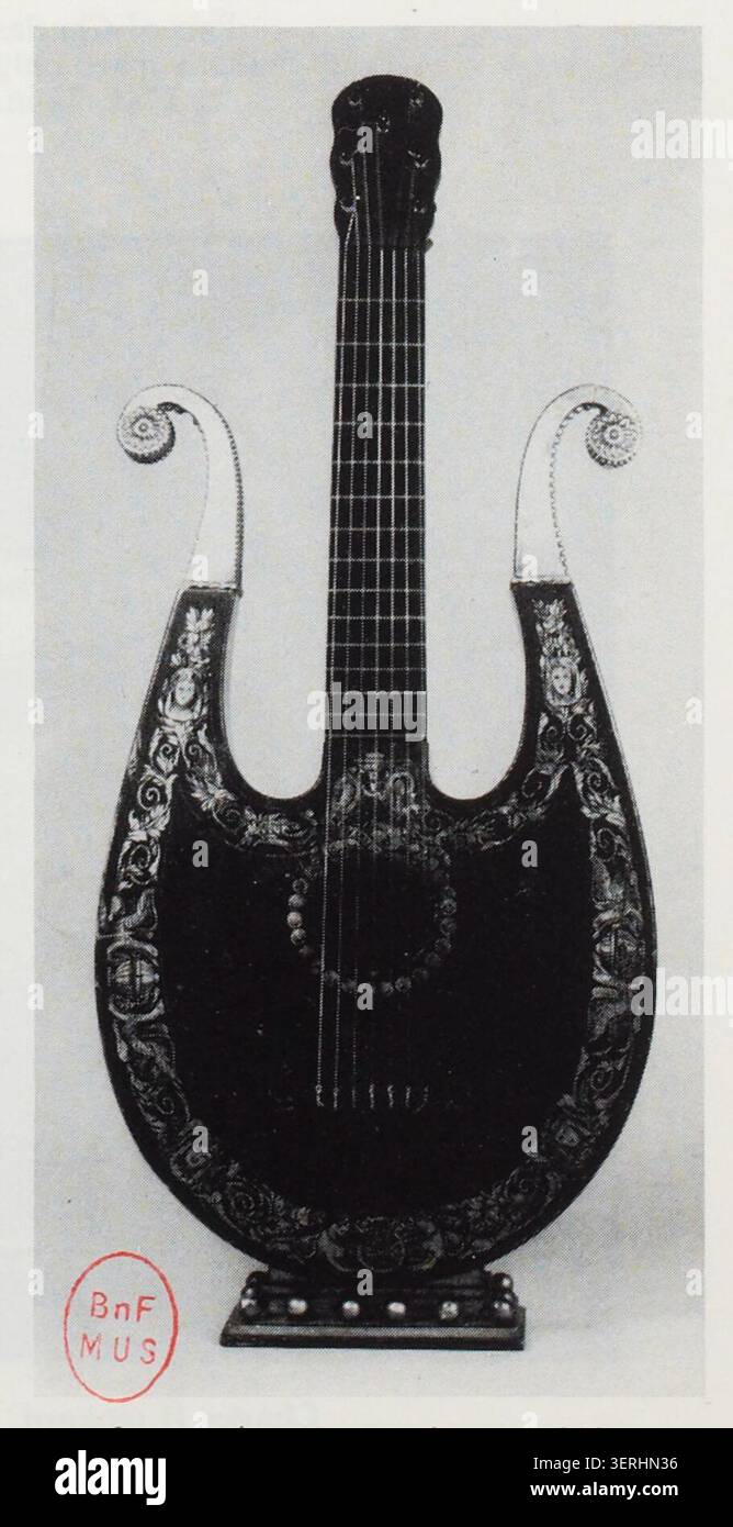 Lyre Guitar, early 19th century, France, French, Spruce, cedar