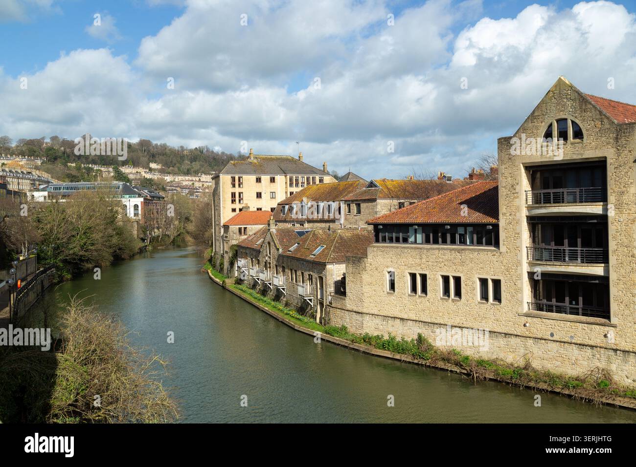 Buildings along the River Avon in Bath, Somerset, England Stock Photo