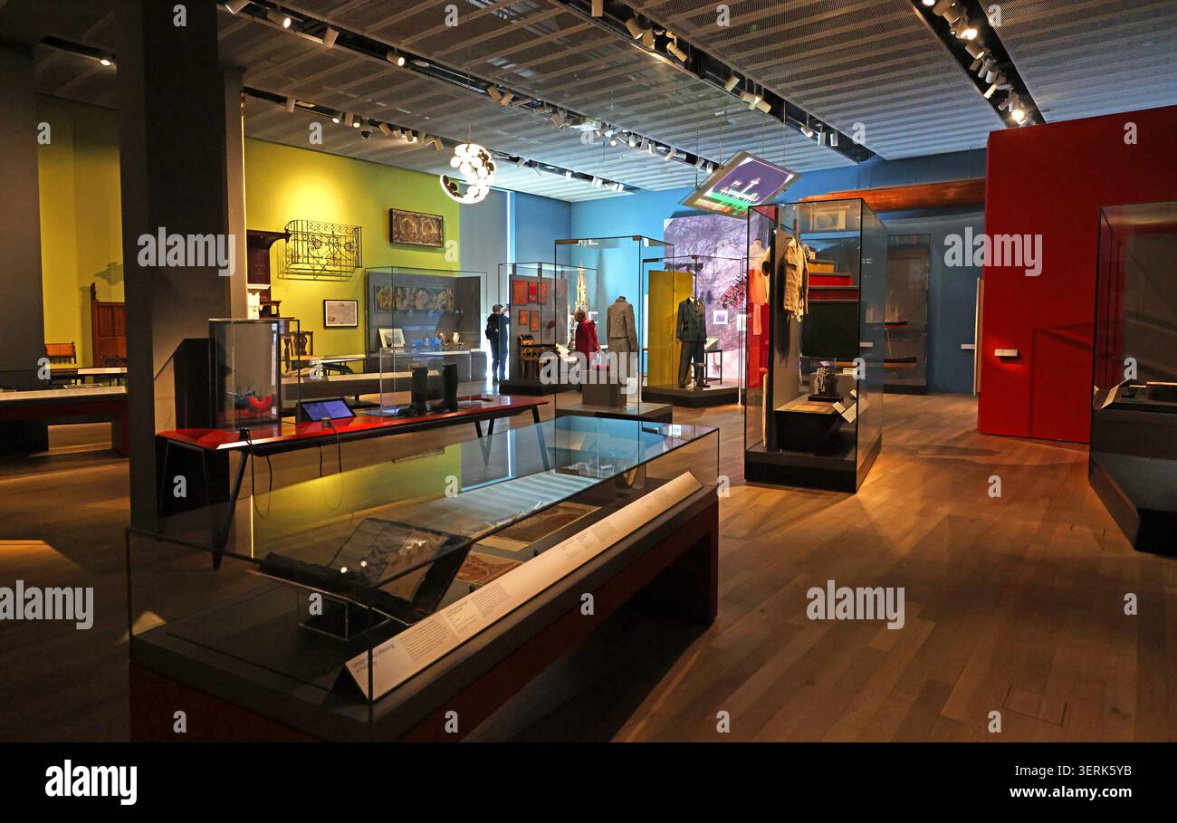 V&A Dundee design gallery interior with museum displays and exhibits in Dundee, Scotland, UK. Stock Photo