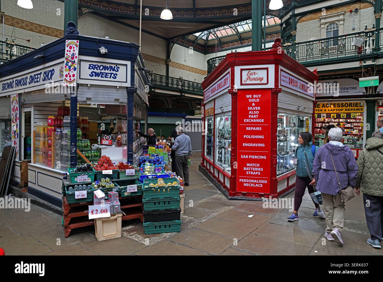 Leeds Market Stalls Stock Photo