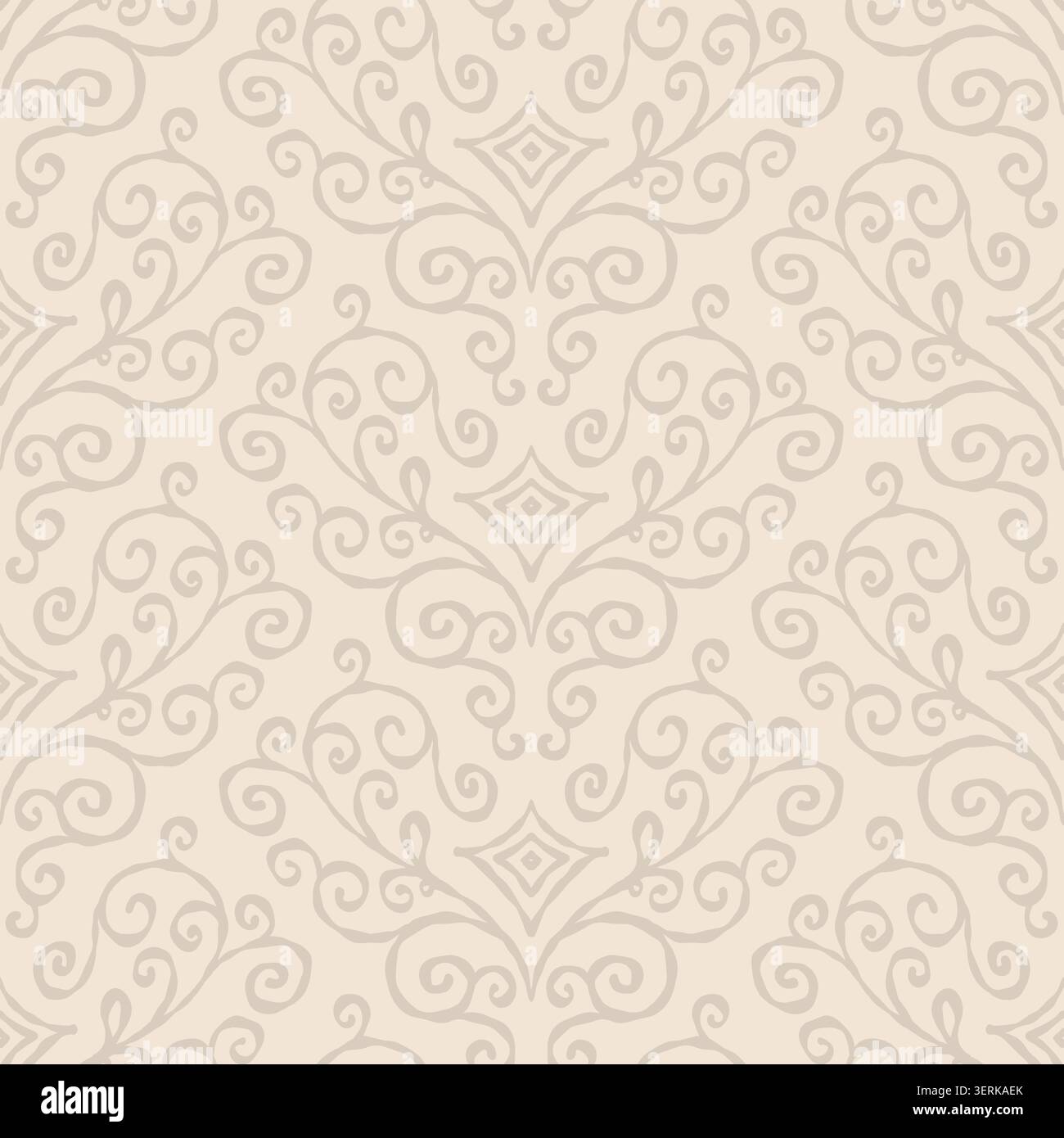 Light Cream Swirling Damask Pattern Stock Vector