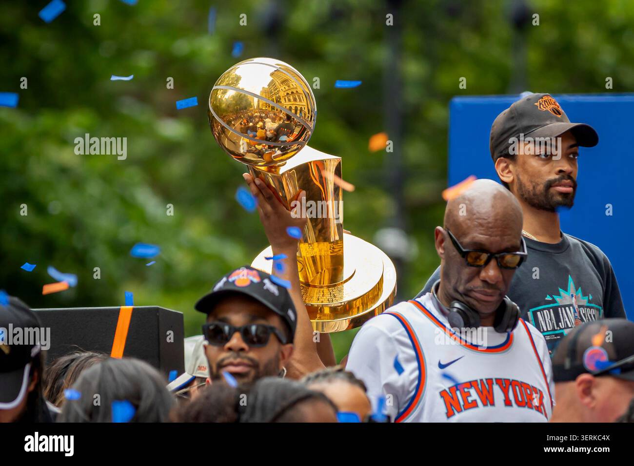 NEW YORK, NEW YORK - JUNE 18: Fans cheer during the New York Knicks ...