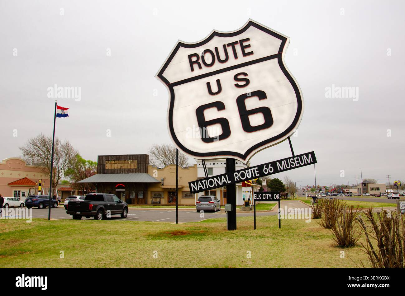 Elk City, Oklahoma, USA - Historic Mobil gas station facade in