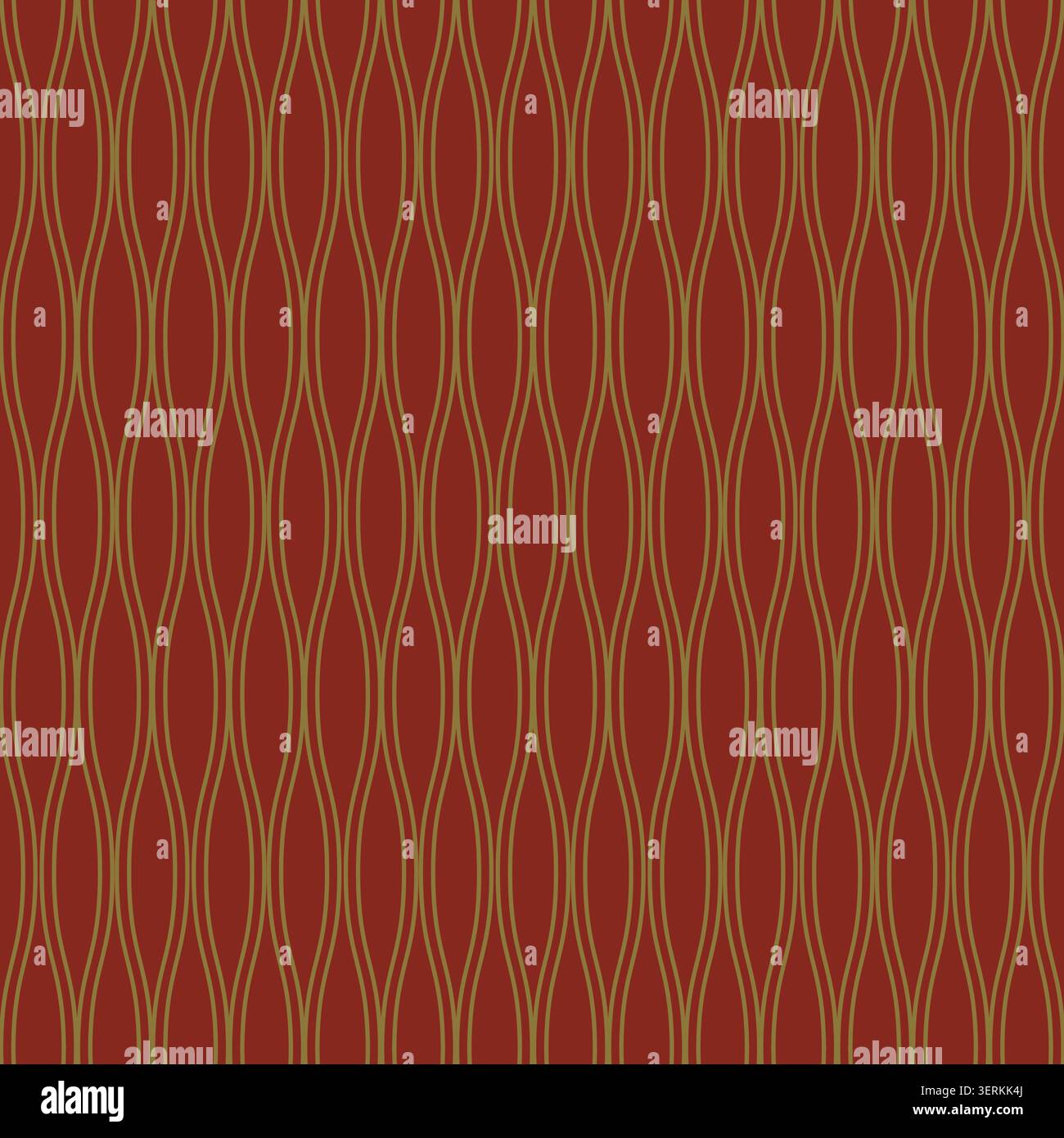 Red Gold Wavy Ogee Pattern Stock Vector