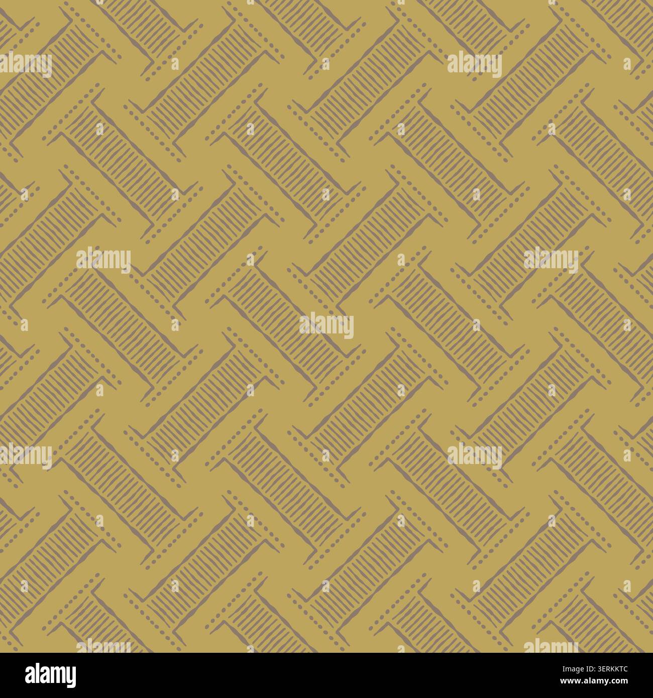 Mustard Brown Textured Diagonal Geometric Pattern Stock Vector