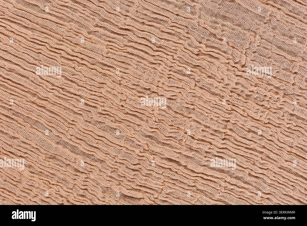 Diagonal Beige Gauze Textile Texture Background Stock Photo