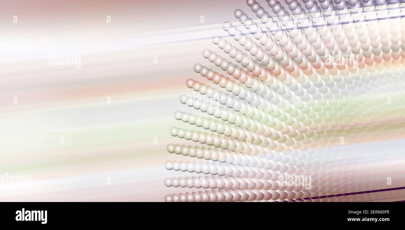 A creative digital image featuring a radial pattern of spheres overlaid with subtle, colorful light streaks and a soft, ethereal gradient background. Stock Photo