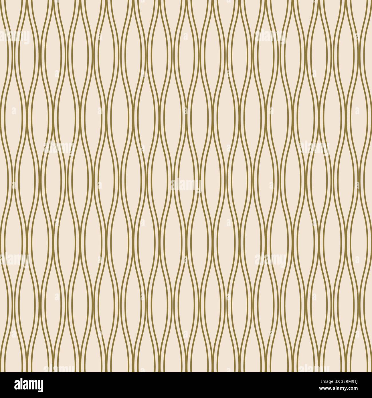 Cream Gold Wavy Ogee Pattern Stock Vector