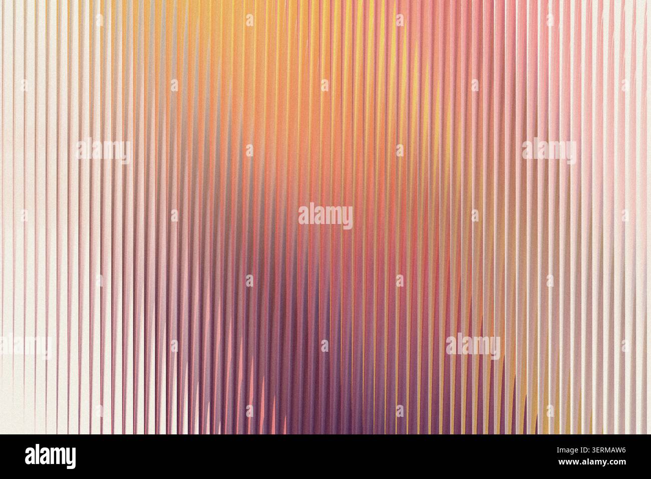 An abstract background with a blend of warm colors including orange, pink, and yellow, featuring vertical lines and a soft grainy texture throughout. Stock Photo