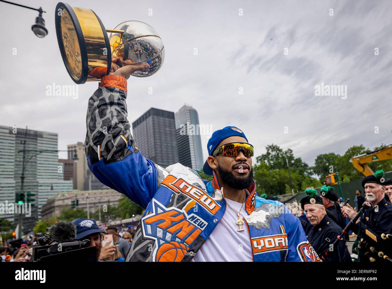 Karl-Anthony Towns of the New York Knicks greets fans during the New ...