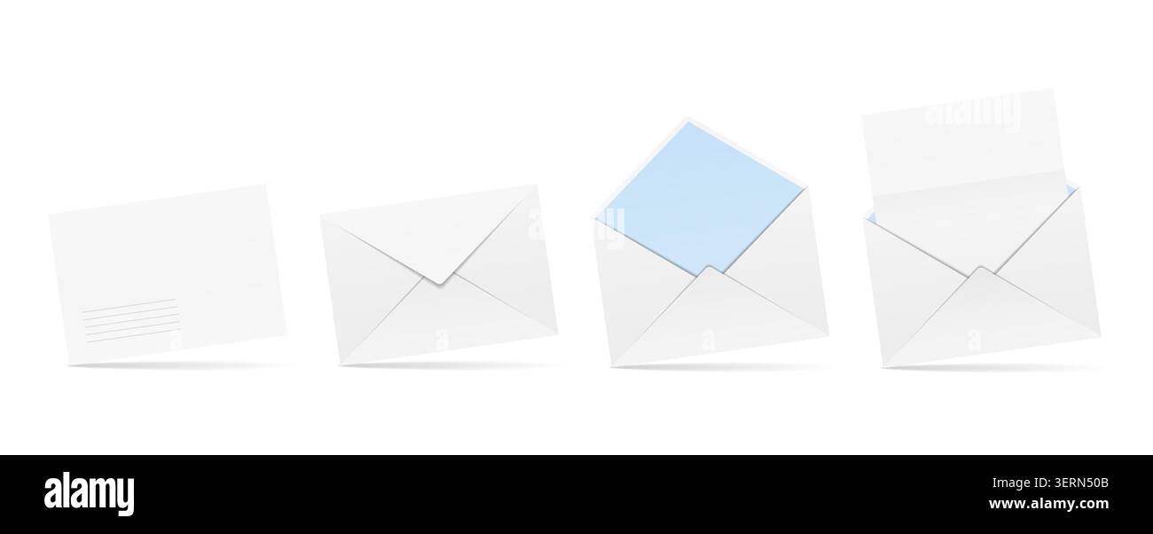 Open and closed envelopes, envelope with paper, vector eps10 illustration Stock Vector