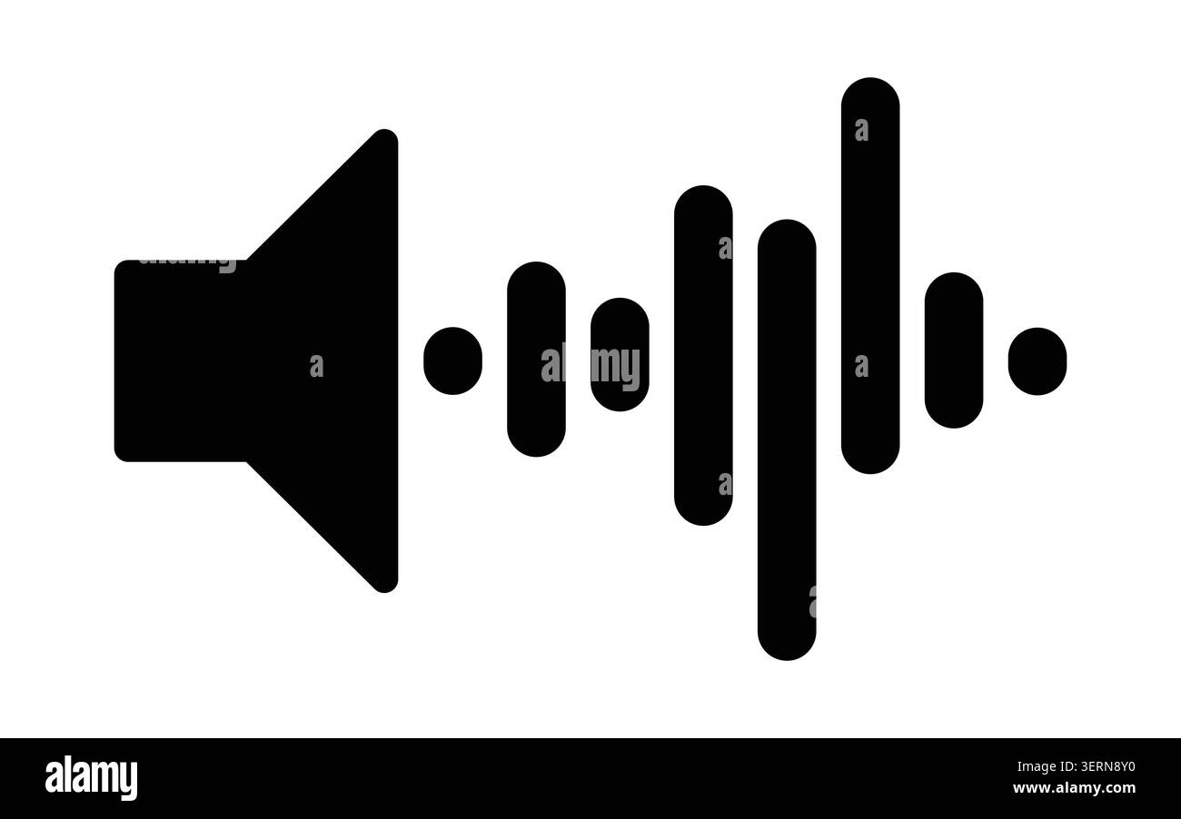 Speaker sound wave audio vector icon flat illustration Stock Vector