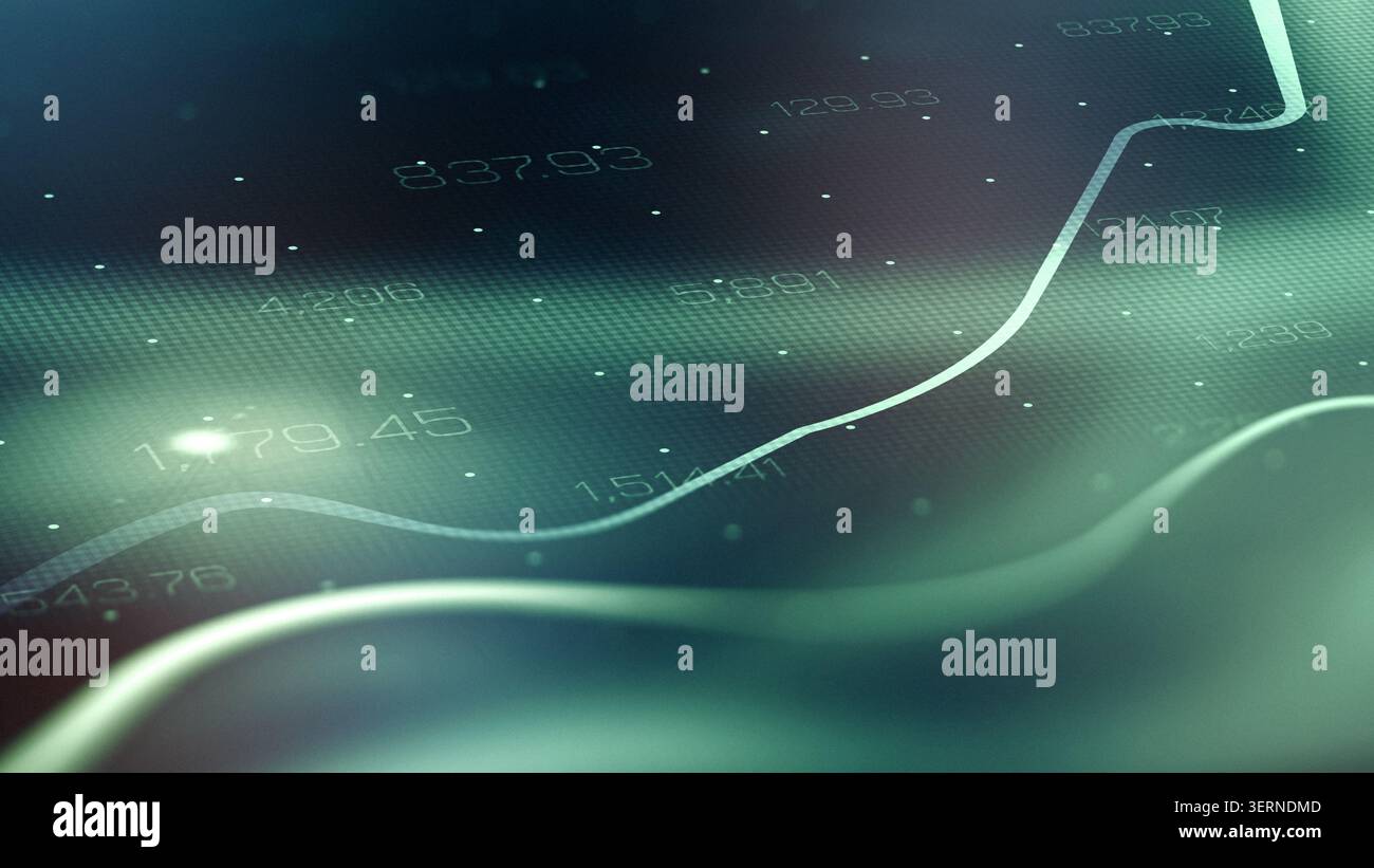 Graph shows stock exchange trading trends and data analysis in financial market Stock Photo