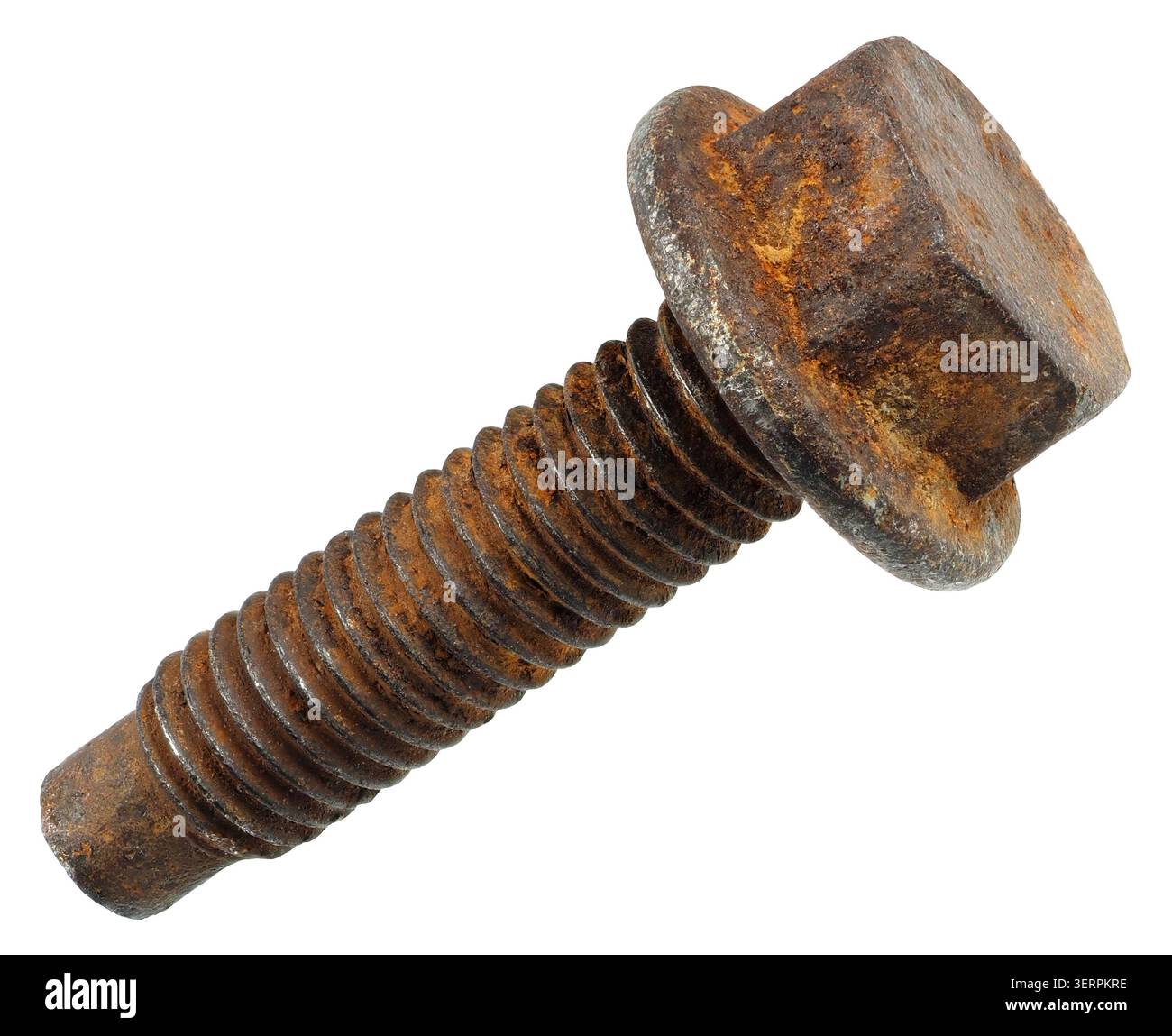 Old rusty screw isolated on white background Stock Photo