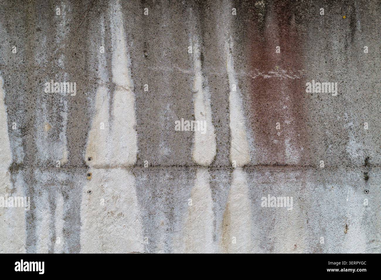 Aged Concrete Surface with Drip Marks and Distressed Texture Stock Photo