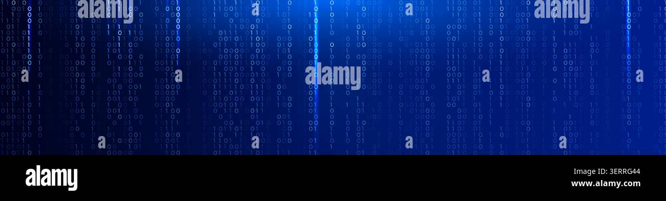 1 0 Binary Code, Abstract Matrix Blue Background for Computer Data Digital Technology, Cybersecurity, SaaS, Software Cyber Tech Pattern. Information Stock Vector