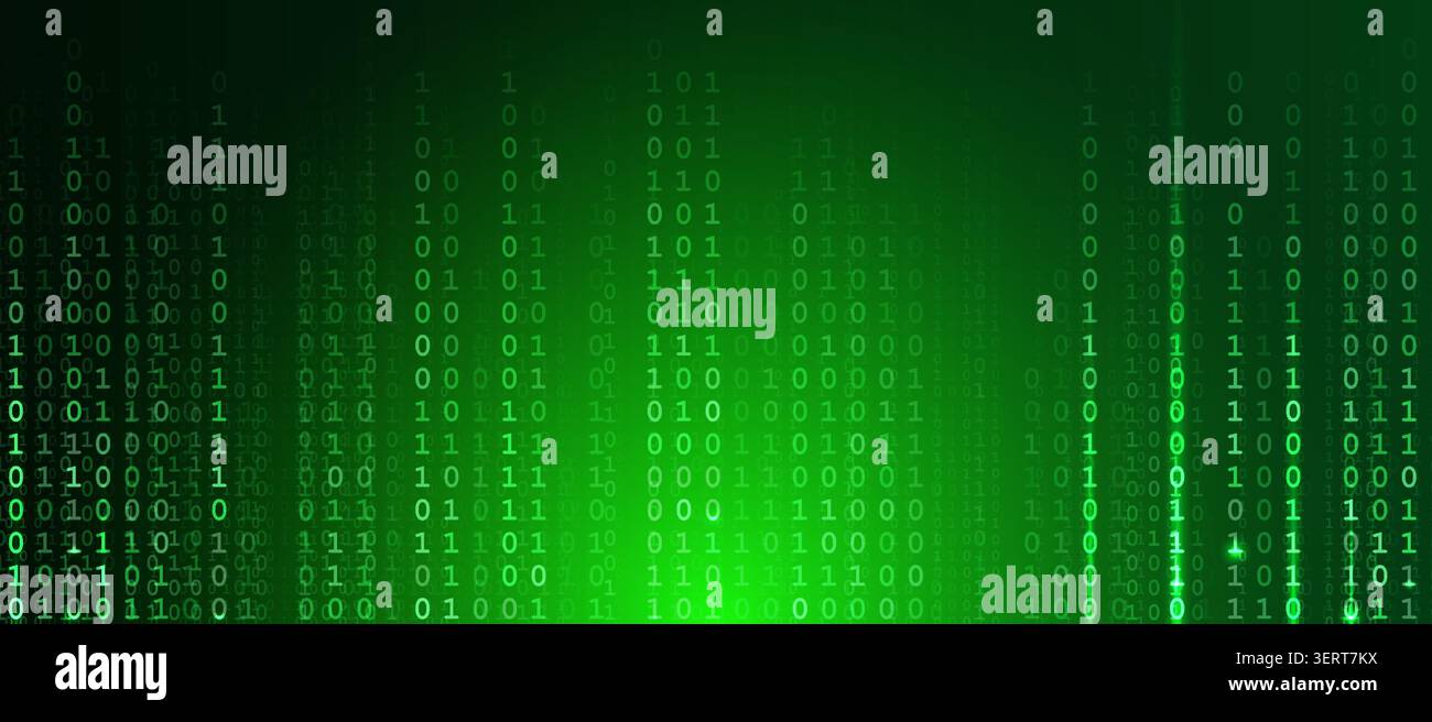 Binary code background, digital data stream, green technology background for cybersecurity data security vibe software coding AI cloud B2B vibe Stock Vector