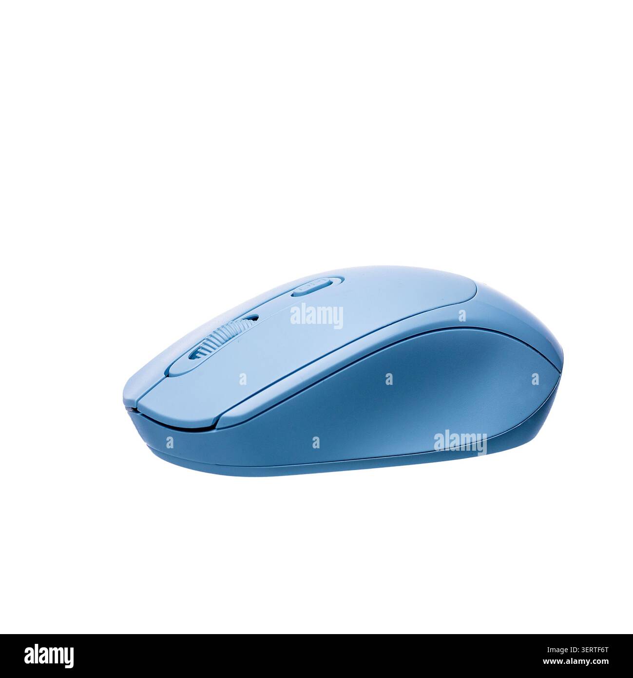 Ergonomic blue wireless optical computer mouse isolated on a white background Stock Photo