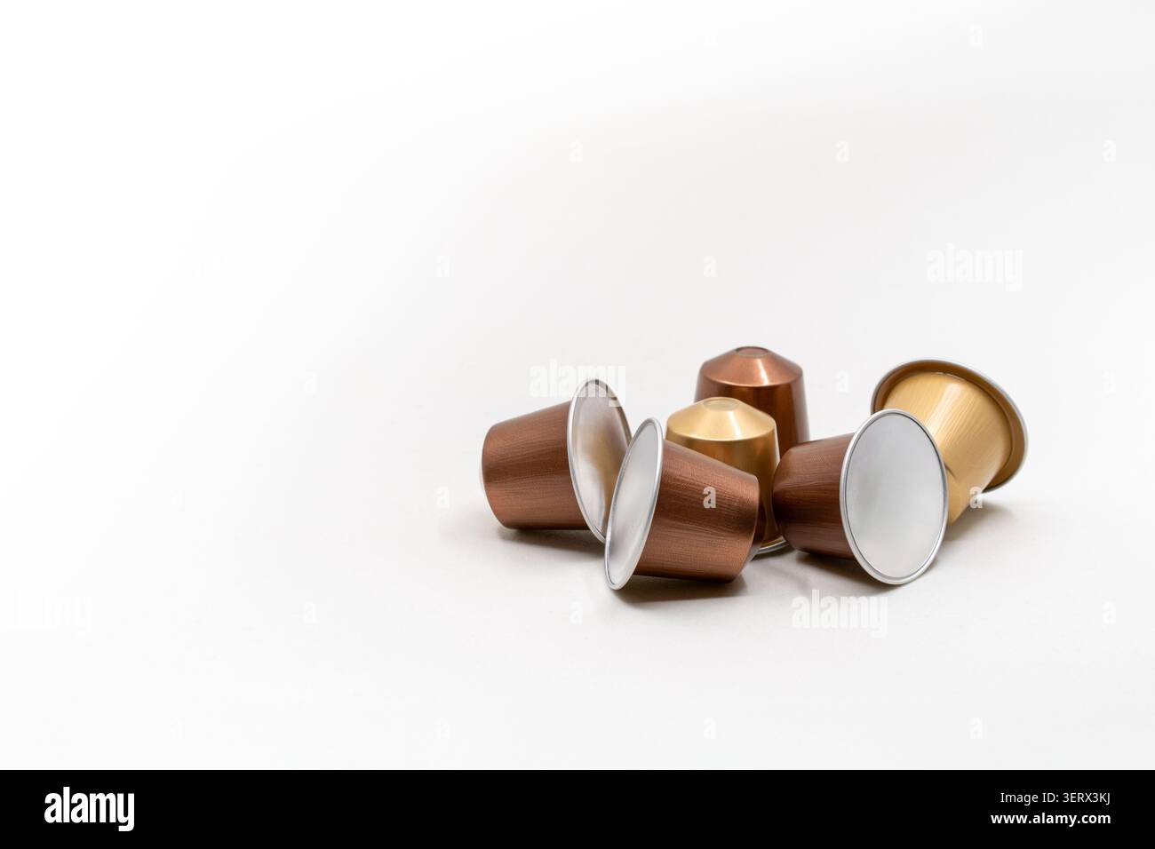 Espresso capsules isolated in white background Stock Photo