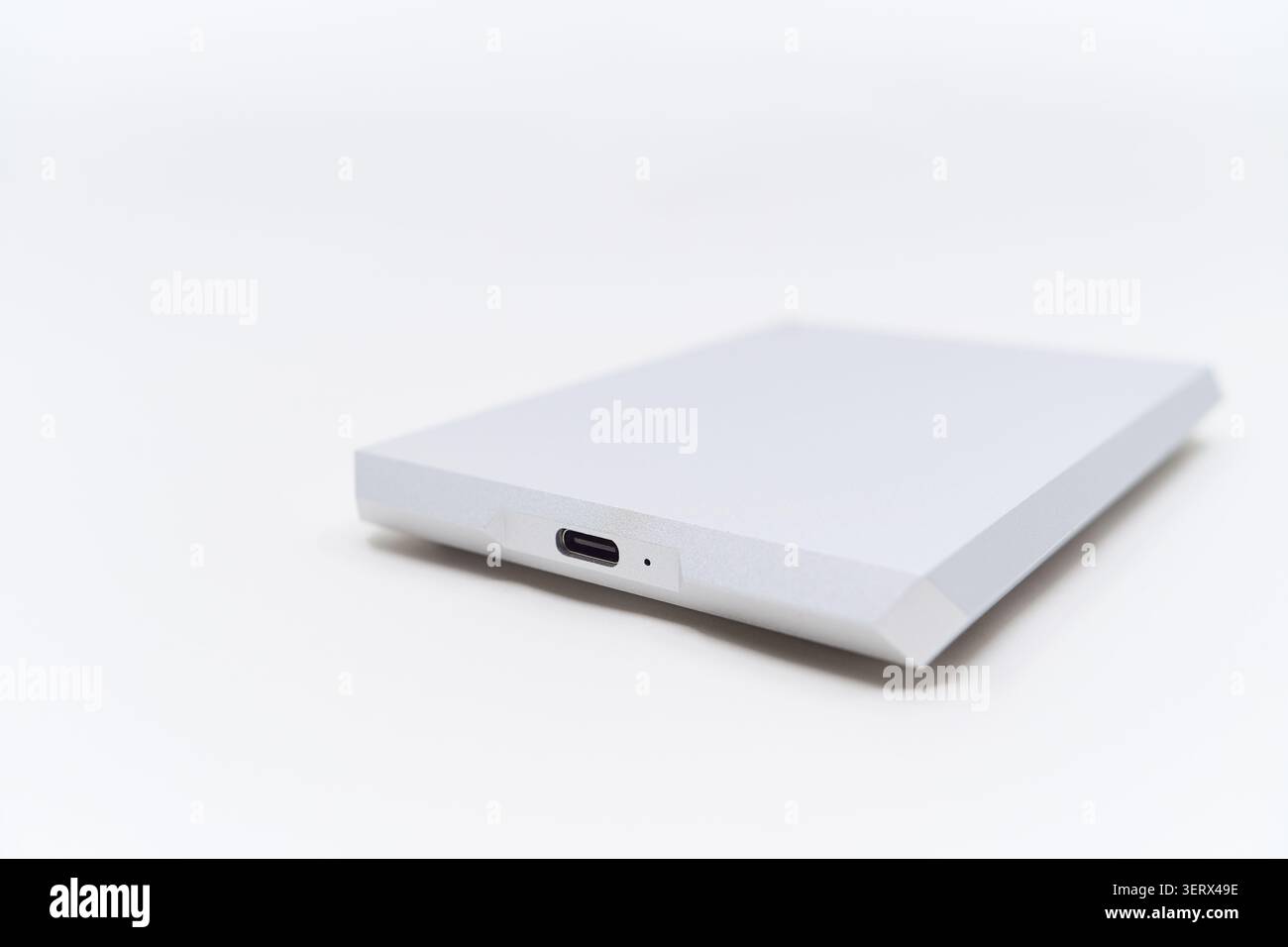 Aluminum cased SSD with USB C. Stock Photo