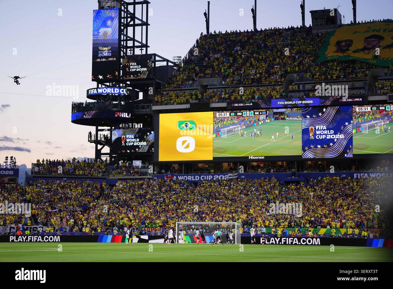 June 19, 2026: Brazil attempts a corner kick during the first half of a ...