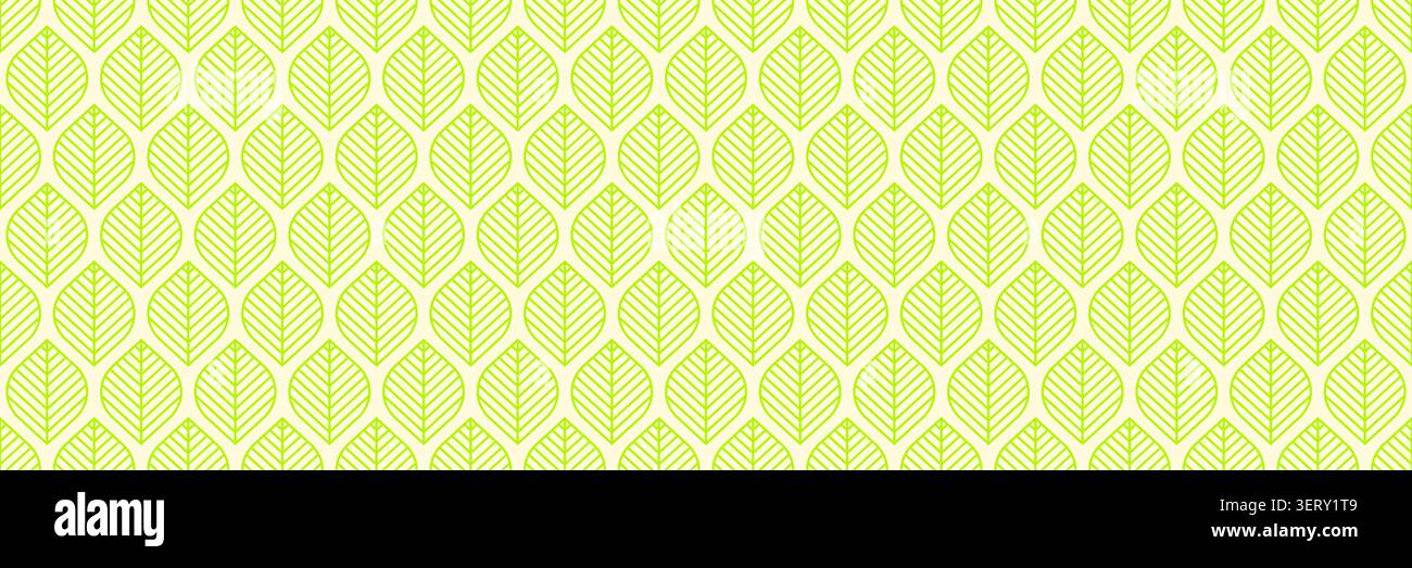 horizontal seamless beautiful green leaf on beige for pattern and background. Stock Vector