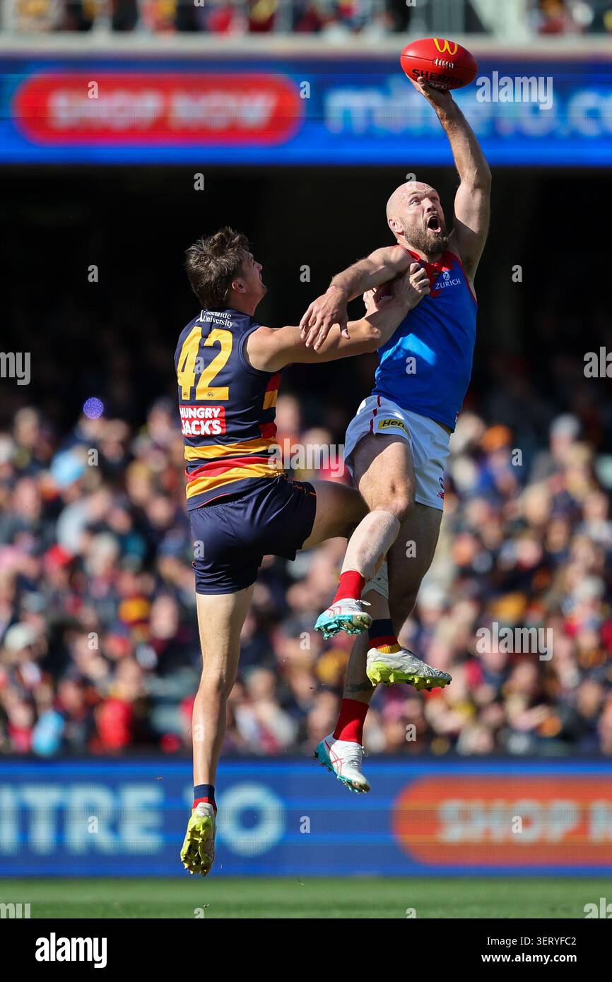 Adelaide, Australia. 20th June, 2026. Lachlan McAndrew of the Crows and ...