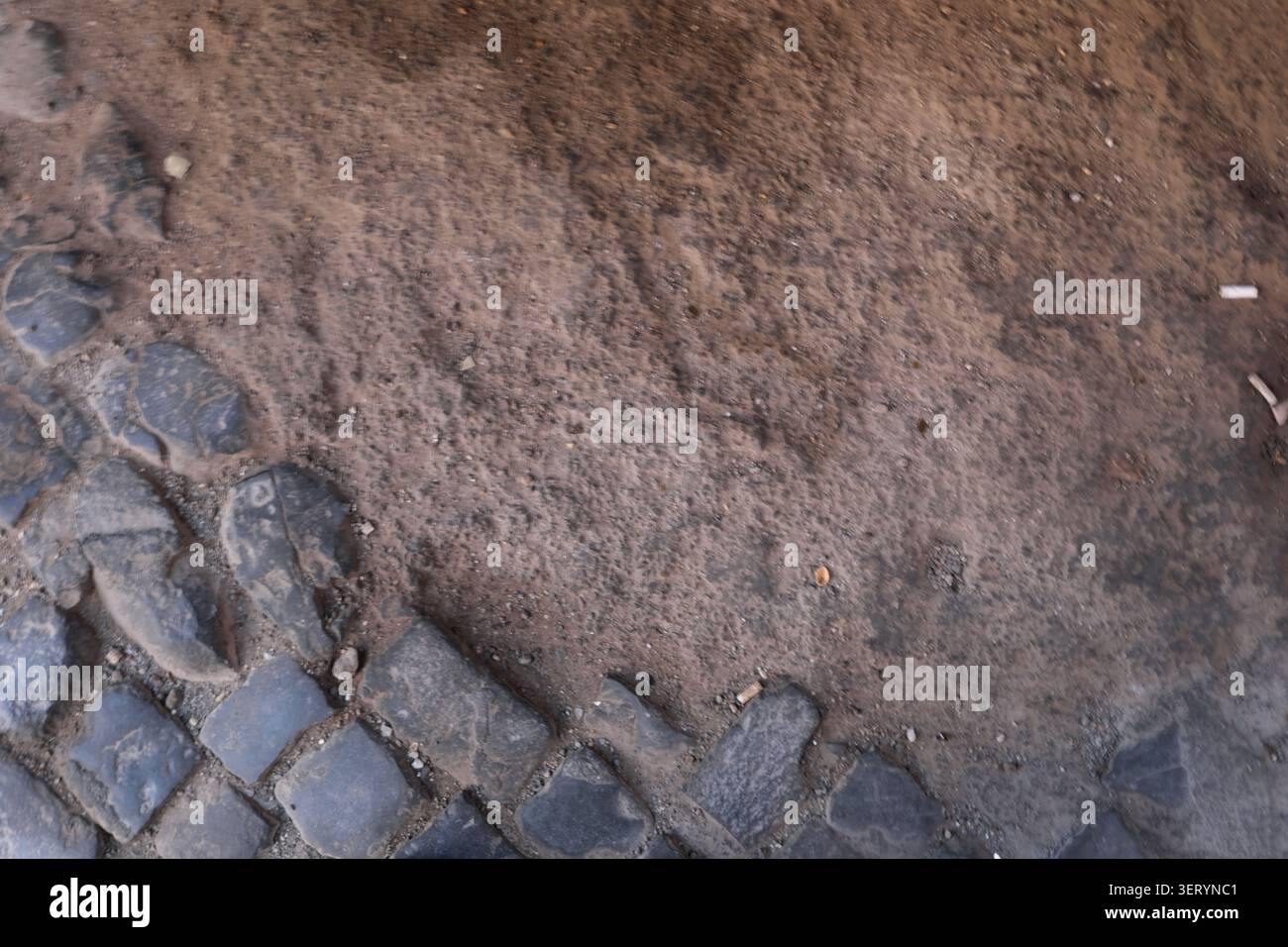 OLD STONE PAVEMENT TEXTURE BACKGROUND TOP VIEW Stock Photo