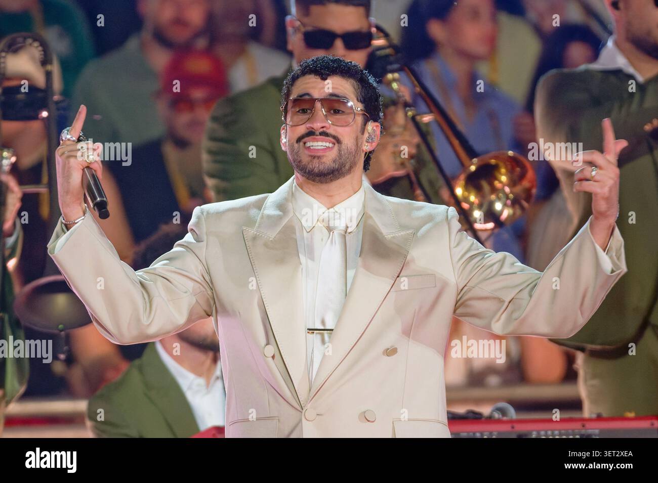 20 June 2026, NA, Duesseldorf: Reggaeton star Bad Bunny takes the stage ...