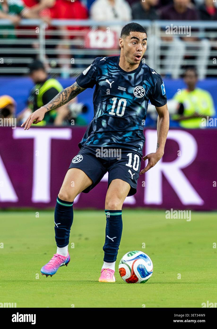 June 19 2026 Paraguay midfielder Miguel Almirón (10)kicks the ball ...