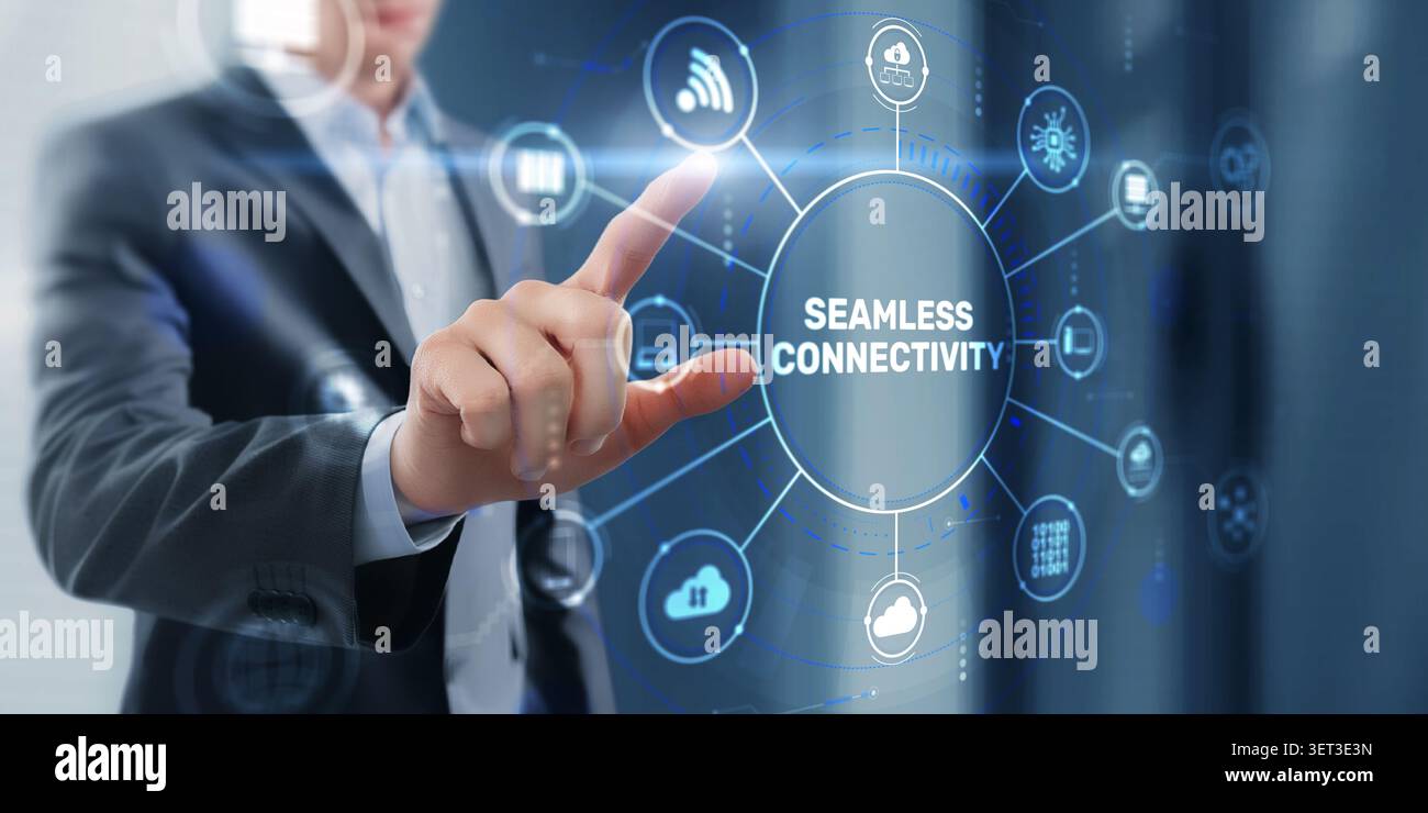 Seamless connectivity system for business communication and network integration with digital interface Stock Photo
