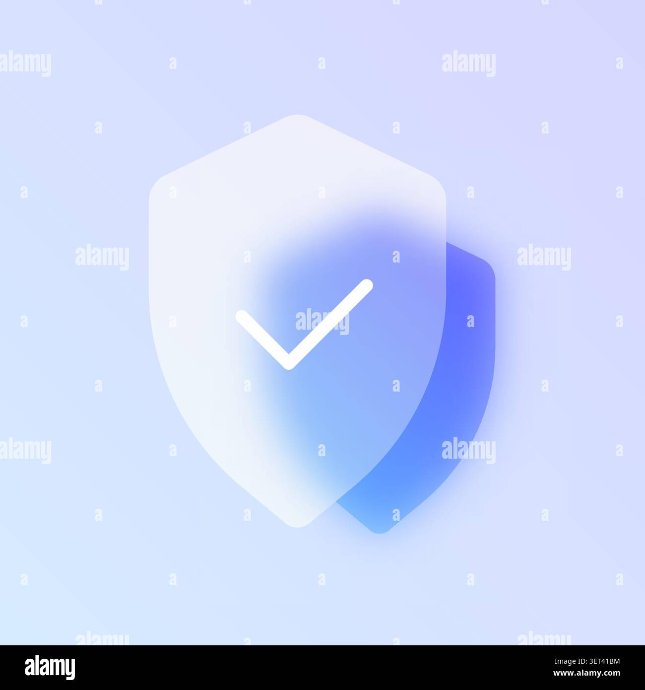 Shield security glassmorphism icon. Stock Vector