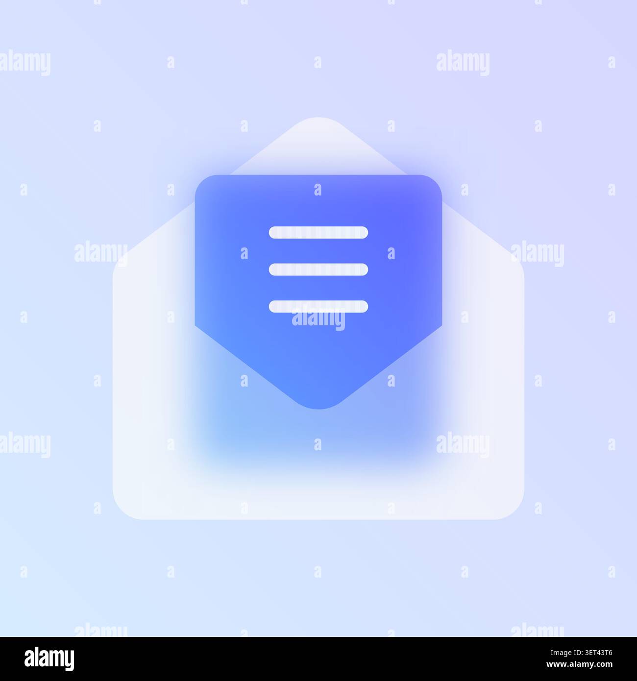 Email envelope glassmorphism icon. Stock Vector