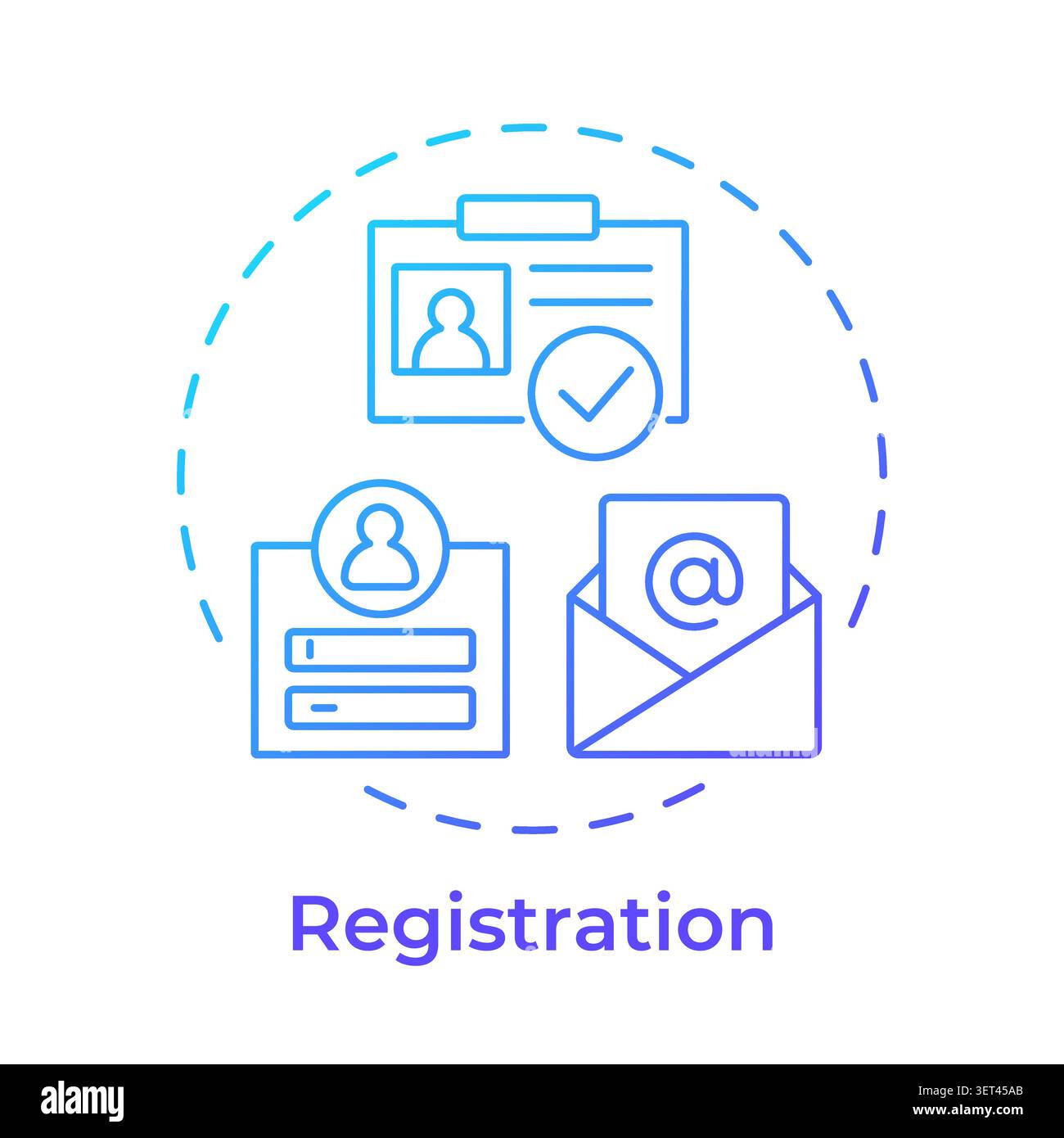 Registration blue gradient concept icon Stock Vector