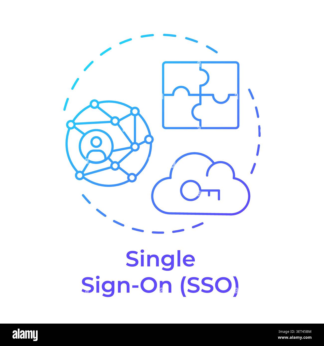 Single sign on blue gradient concept icon Stock Vector