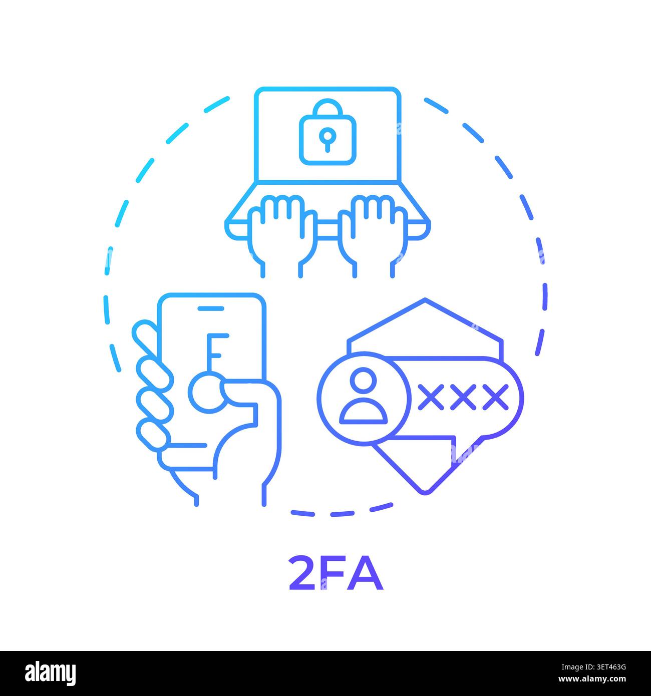 2FA blue gradient concept icon Stock Vector