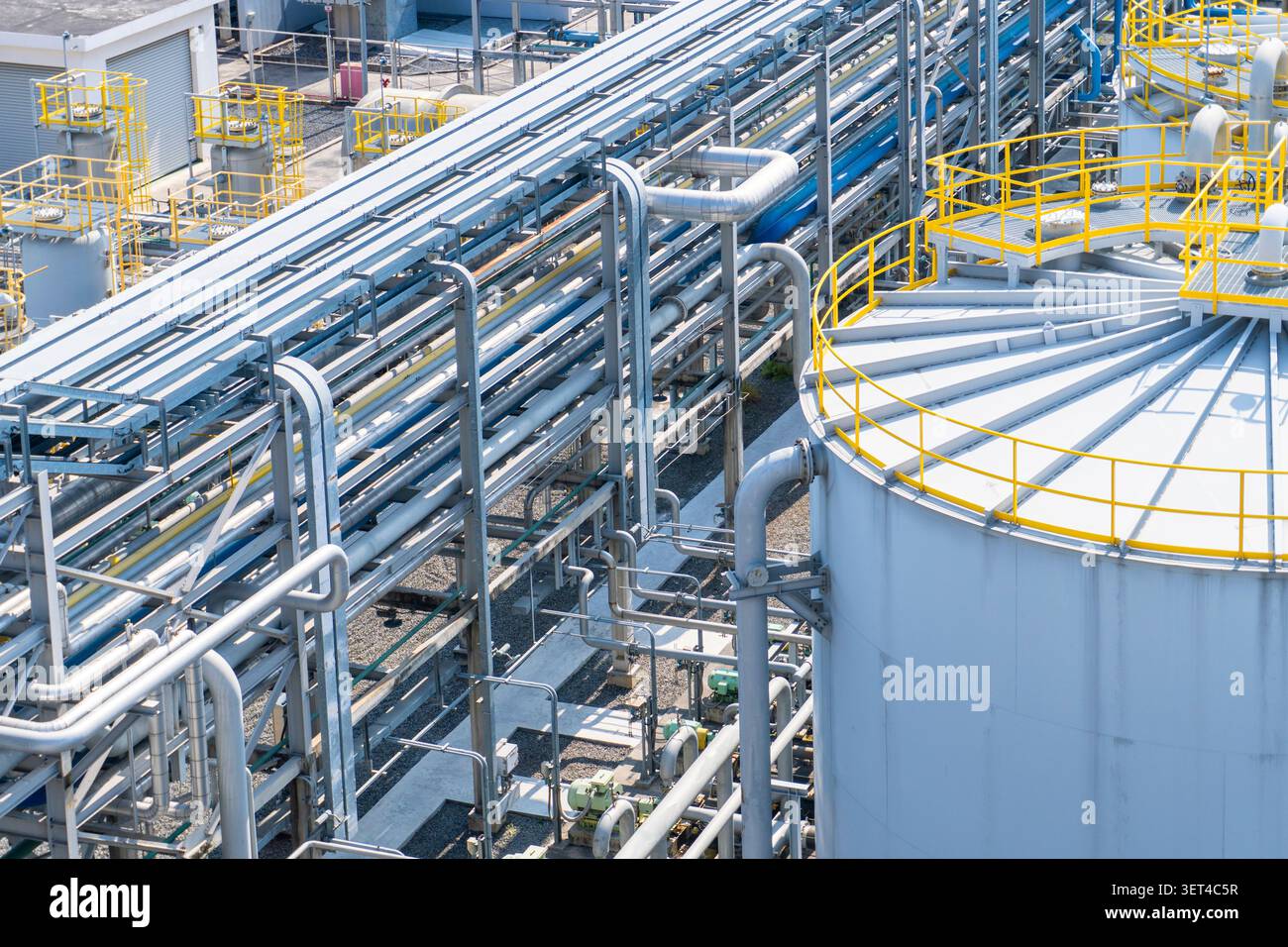 Tank Rack Refinery Aerial view of an oil refinery and chemical plant with large storage ...