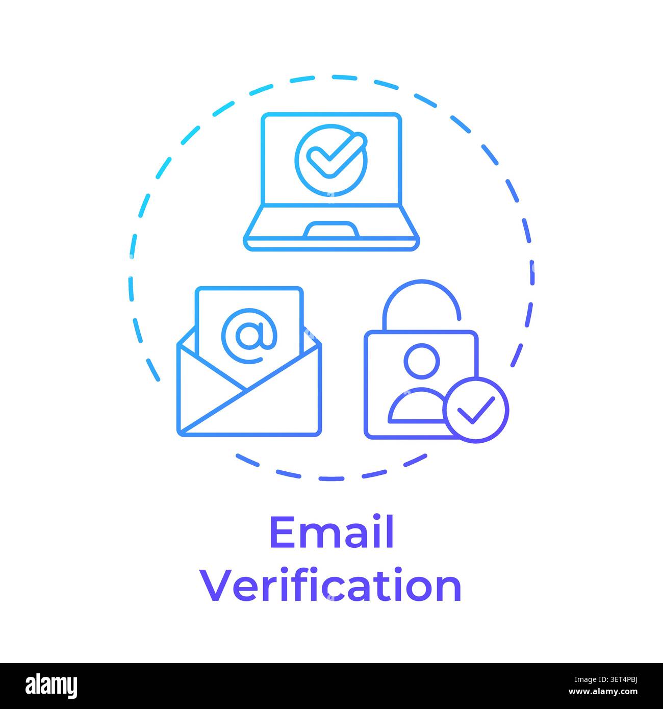 Email verification blue gradient concept icon Stock Vector