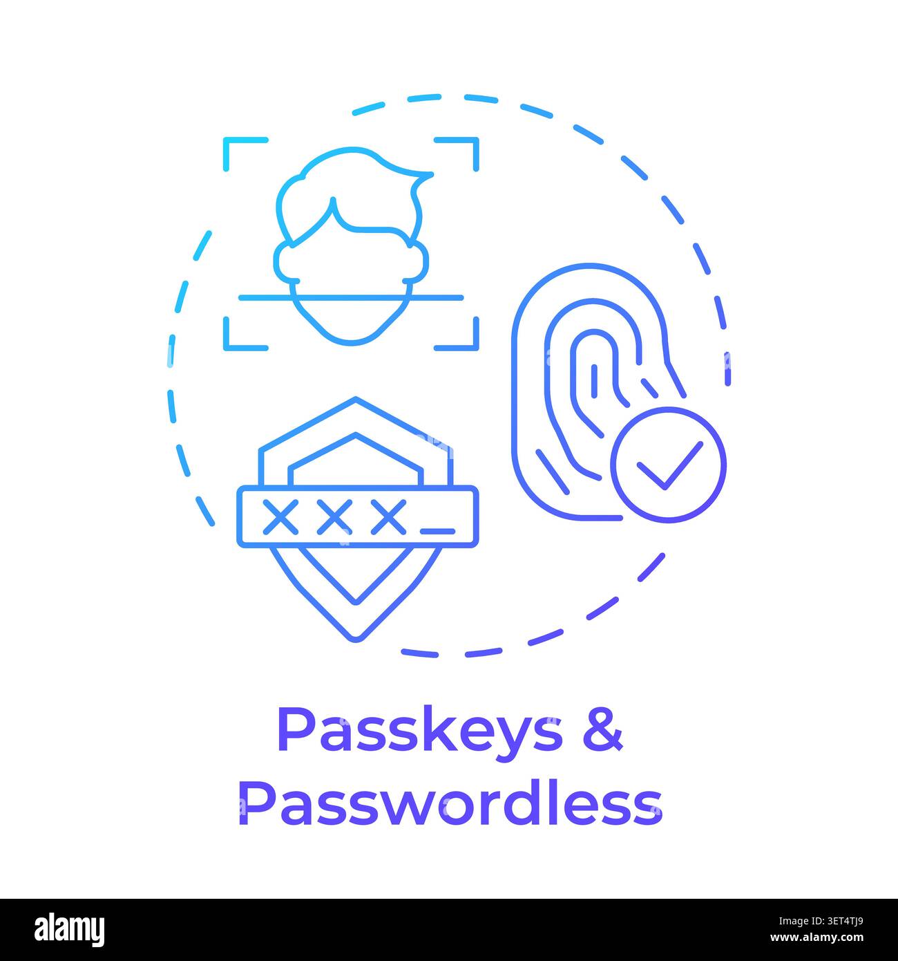 Passkeys and passwordless blue gradient concept icon Stock Vector