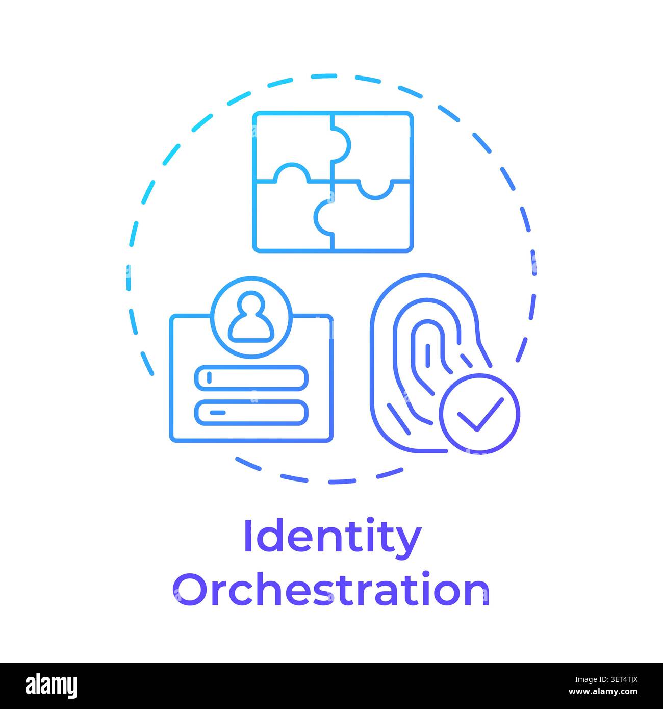 Identity orchestration blue gradient concept icon Stock Vector